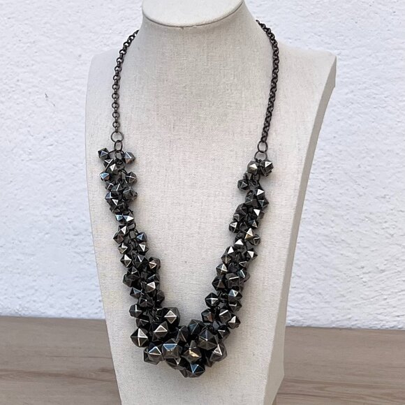 Gunmetal Faceted Beads 25" Statement Necklace / Whimsigoth / Moody Maximalism - Picture 13 of 13